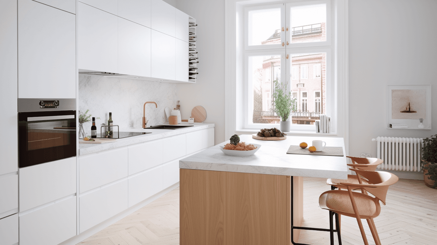 Helle moderne Küche in einer sanierten Wohnung